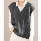 ケーブル編みVネックニットベスト【SHOPLIST限定 新作 春 秋 冬】 | SEU | 詳細画像13