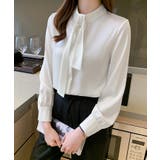 ホワイト | スタンドカラーボウタイブラウス【SHOPLIST限定 新作 春 夏 秋 冬】 | SEU