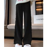 ブラック | サイド フリンジラインリブニットワイドパンツ【SHOPLIST限定 新作 | SEU