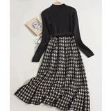 千鳥柄ドッキングニットワンピース【SHOPLIST限定 新作 春 秋 冬】 | SEU | 詳細画像17 