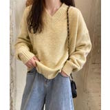 イエロー | ふんわり起毛 Vネック ニットトップス【SHOPLIST限定 | SEU