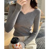 グレー | Vネックリブニットプルオーバー【SHOPLIST限定 新作 春 秋 冬】 | SEU