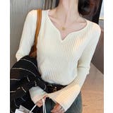 アイボリー | Vネックリブニットプルオーバー【SHOPLIST限定 新作 春 秋 冬】 | SEU