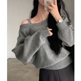 グレー | ワンショルダーストラップルーズニットプルオーバー【SHOPLIST限定 新作 春 | SEU