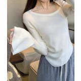 スクエアネックリブニットフレアスリーブトップス【SHOPLIST限定 新作 春 | SEU | 詳細画像5 