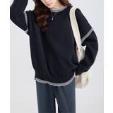 配色ステッチオーバーサイズクルーネックニット【SHOPLIST限定 新作 春 | SEU | 詳細画像27