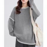 配色ステッチオーバーサイズクルーネックニット【SHOPLIST限定 新作 春 | SEU | 詳細画像10
