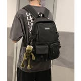 ブラック | 多機能ポケット付きナイロンデイパック バックパック【SHOPLIST限定 新作 | SEU