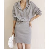 グレー | フード付きハーフジップ長袖タイトミニワンピース【SHOPLIST限定 新作 春 | SEU