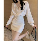 ホワイト | フード付きハーフジップ長袖タイトミニワンピース【SHOPLIST限定 新作 春 | SEU