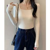 アイボリー | Uネックリブニットトップス【SHOPLIST限定 新作 春 夏 秋 冬】 | SEU