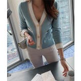 ショート丈Ｖネック配色ニットカーディガン【SHOPLIST限定 新作 春 | SEU | 詳細画像4 