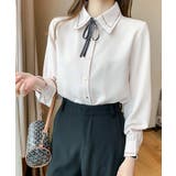 ホワイト | 配色ステッチボウタイシャツ【SHOPLIST限定 新作 春 夏 秋 冬】 | SEU