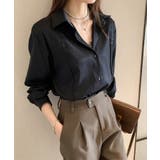 ブラック | フロントタック長袖シャツ【SHOPLIST限定 新作 春 夏 秋】 | SEU