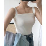 ホワイト | スクエアネックリブニットタンクトップ【SHOPLIST限定 新作 春 | SEU