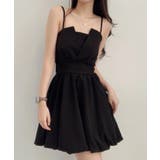 ブラック | バックリボンバルーンミニワンピース【SHOPLIST限定 新作 春 夏 秋】 | SEU