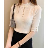 パールスリットハーフネックリブ半袖ニット【SHOPLIST限定 新作 春 | SEU | 詳細画像6 