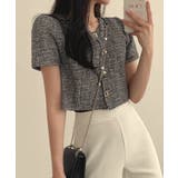 ツイード風ノーカラー半袖ジャケット【SHOPLIST限定 新作 春 夏 秋】 | SEU | 詳細画像13 