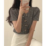 ツイード風ノーカラー半袖ジャケット【SHOPLIST限定 新作 春 夏 秋】 | SEU | 詳細画像14 