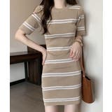 ベージュ | ボーダーニットワンピース【SHOPLIST限定 新作 春 夏 秋】 | SEU