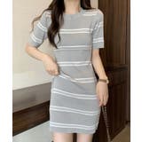 グレー | ボーダーニットワンピース【SHOPLIST限定 新作 春 夏 秋】 | SEU