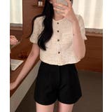 ツイードチェック風ノーカラー半袖ジャケット【SHOPLIST限定 新作 春 | SEU | 詳細画像12 