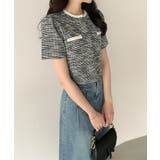 ツイードチェック風ノーカラー半袖ジャケット【SHOPLIST限定 新作 春 | SEU | 詳細画像4 