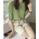 【7色】ベーシックリブ五分袖ニット【SHOPLIST限定 新作 春 夏 秋】 | SEU | 詳細画像5 