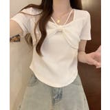 フロントリボンストラップデザインコンパクトTシャツ【SHOPLIST限定 新作 … | SEU | 詳細画像5 