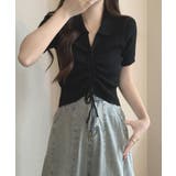 シャーリングドロストリブニットポロクロップドトップス【SHOPLIST限定 新作… | SEU | 詳細画像8 