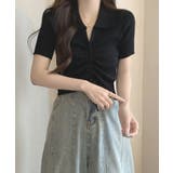 シャーリングドロストリブニットポロクロップドトップス【SHOPLIST限定 新作… | SEU | 詳細画像10 