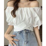 ホワイト | 【2WAY】ボリュームスリーブバックリボンショート丈半袖トップス【SHOPLIS… | SEU