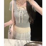 配色フリルリボンネックリブ半袖トップス【SHOPLIST限定 新作 春 | SEU | 詳細画像20 