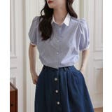 配色襟ストライプ半袖パフスリーブシャツ【SHOPLIST限定 新作 春 | SEU | 詳細画像11