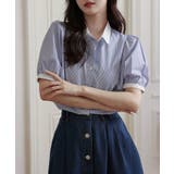 配色襟ストライプ半袖パフスリーブシャツ【SHOPLIST限定 新作 春 | SEU | 詳細画像12