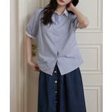 配色襟ストライプ半袖パフスリーブシャツ【SHOPLIST限定 新作 春 | SEU | 詳細画像13