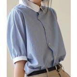 配色襟ストライプ半袖パフスリーブシャツ【SHOPLIST限定 新作 春 | SEU | 詳細画像6