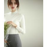 ホワイト | パールボタン付きプチハイネックニットプルオーバー | SAISON DE PAPILLON