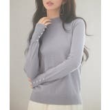 ブルーグレー | パールボタン付きプチハイネックニットプルオーバー | SAISON DE PAPILLON