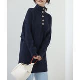 ネイビー | カジュアルハイネックニットチュニック | SAISON DE PAPILLON 