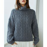チャコール | ケーブル編みタートルネックニットプルオーバー | SAISON DE PAPILLON 