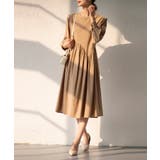 ベージュ | Aラインスモックワンピース ハイウエスト ゆったり | SEU