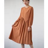 キャメル | Aラインスモックワンピース ハイウエスト ゆったり | SEU
