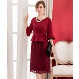 ワインレッド | 結婚式ワンピース・お呼ばれパーティードレス/スカートレースセットアップドレス | DRESS+