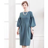 ブルー | ふんわりバルーンスリーブワンピース 結婚式ワンピース・お呼ばれパーティードレス | DRESS+