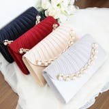 パールビジューラディアルサテンプリーツクラッチバッグ | DRESS+ | 詳細画像21