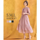ワンピース シアー素材 ケープ付き ミモレ丈パーティードレス卒業式 成人式 | DRESS+ | 詳細画像1 