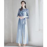 ブルー | レースブラウス ジャンプスーツ セットアップ | DRESS+