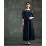 ネイビー | ワンピース ドレス レース袖 | DRESS+