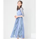 ブルー | ワンピース ドレス レース袖 | DRESS+